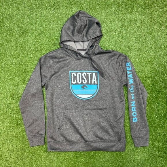 Costa Mens Grey Long-Sleeve Hooded Sweatshirt Size Medium - Picture 1 of 7